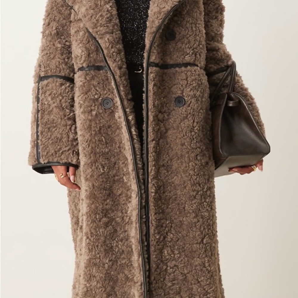 ASOS Design Curly Borg Longline Coat